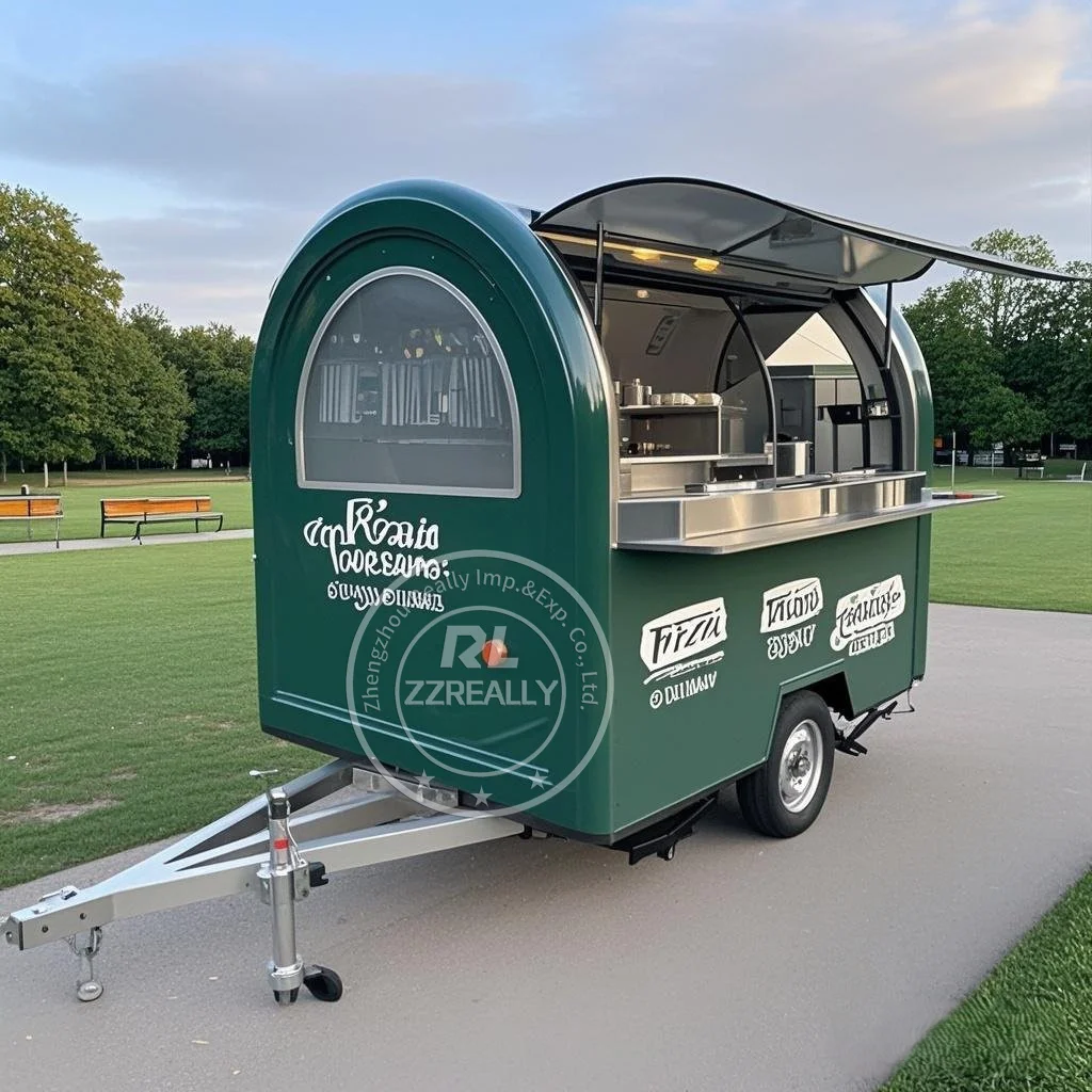 Camión de comida de acero inoxidable, cafetería móvil personalizada, cocina, carrito expendedor de comida rápida, remolque estándar de EE. UU.