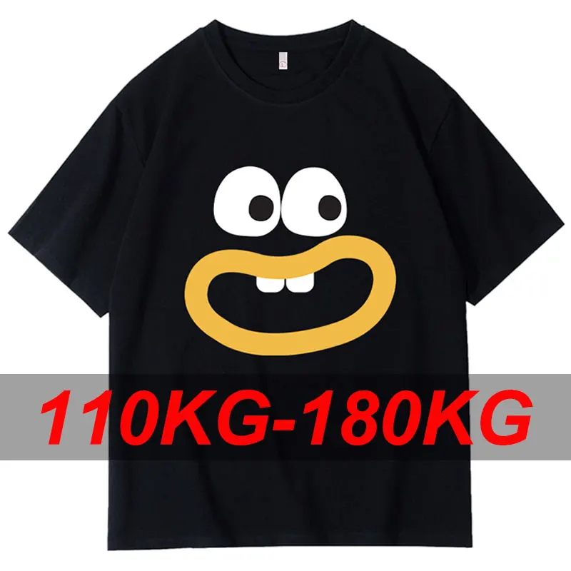 Summer Plus Size T-Shirt for Men 7XL 6XL 5XL Short Sleeves Tees Black Printed Fashion 100% Cotton Tops Male Clothing 110-180KG