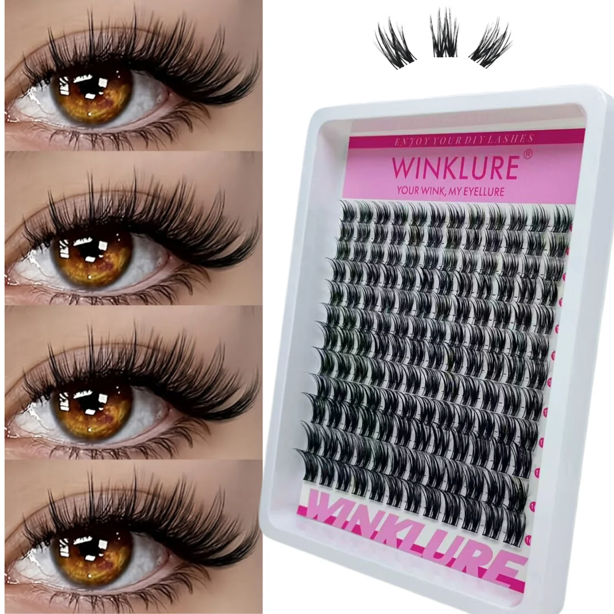 WINKLURE Wispy Lash Clusters Koreanischer Stil D-Curl, Natürliches Unsichtbares Band, DIY Volumen & Länge für Anime-Augenstile – Detail 11