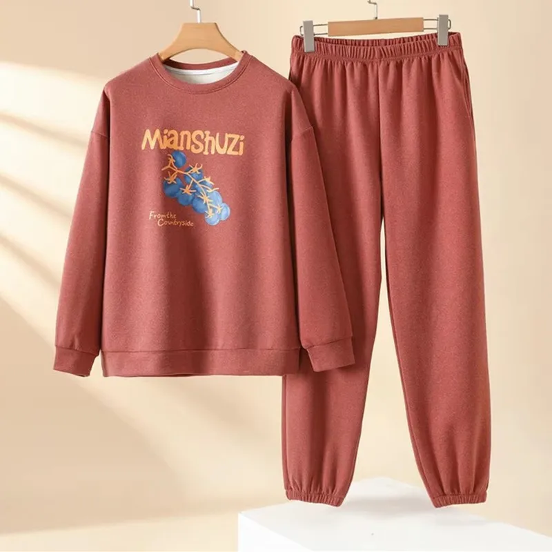 

Теплая одежда для сна большого размера на зиму, пижамный комплект, утепленный бархатный женский костюм, популярная флисовая домашняя одежда, женские пижамы с длинными рукавами