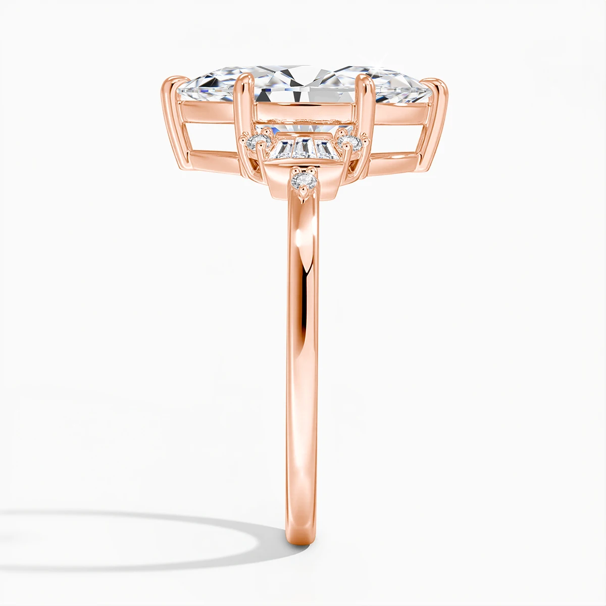Luxuriöser Designer-Verlobungsring mit 3 Karat 7*14mm Marquise-Moissanit, Laborgezüchteter Diamantschmuck für Frauen, Hochzeitsgeschenk mit Zertifikat – Detail 3