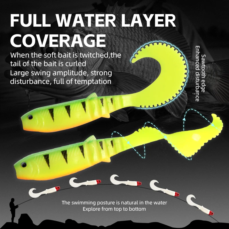 MEREDITH Soft Lure Shad 70 mm 90 mm 110 mm gebogener Schwimmköder - Image 4