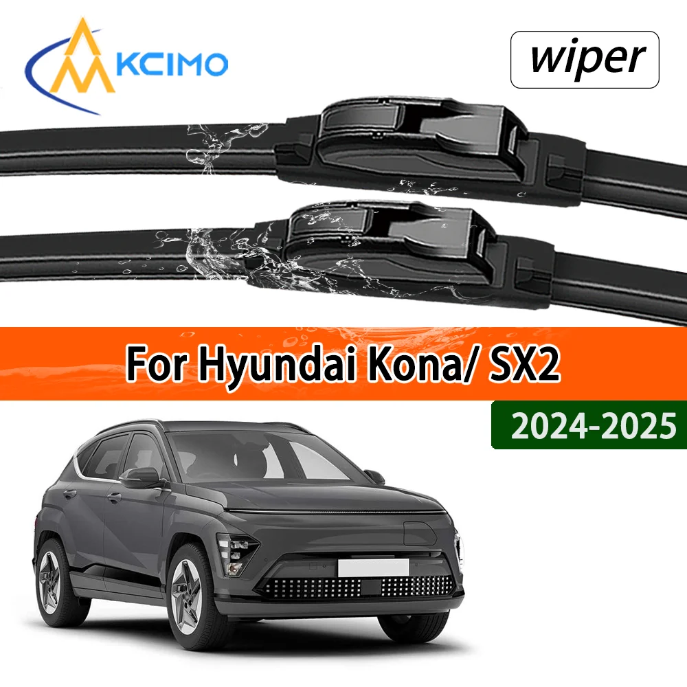

Silent Black Front Wiper Blades Set for Hyundai Kona SX2 2024-2025 Premium Auto Windscreen Windshield Window Wiper Accessories