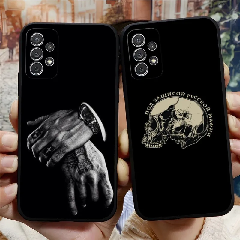 Russian Mafia Phone Case For Samsung A53 A13 A12 A52 A51 A22 A23 A31 A40 A03S A73 A32 A33 A21 A50 A81 A42 Silicone Black Coque