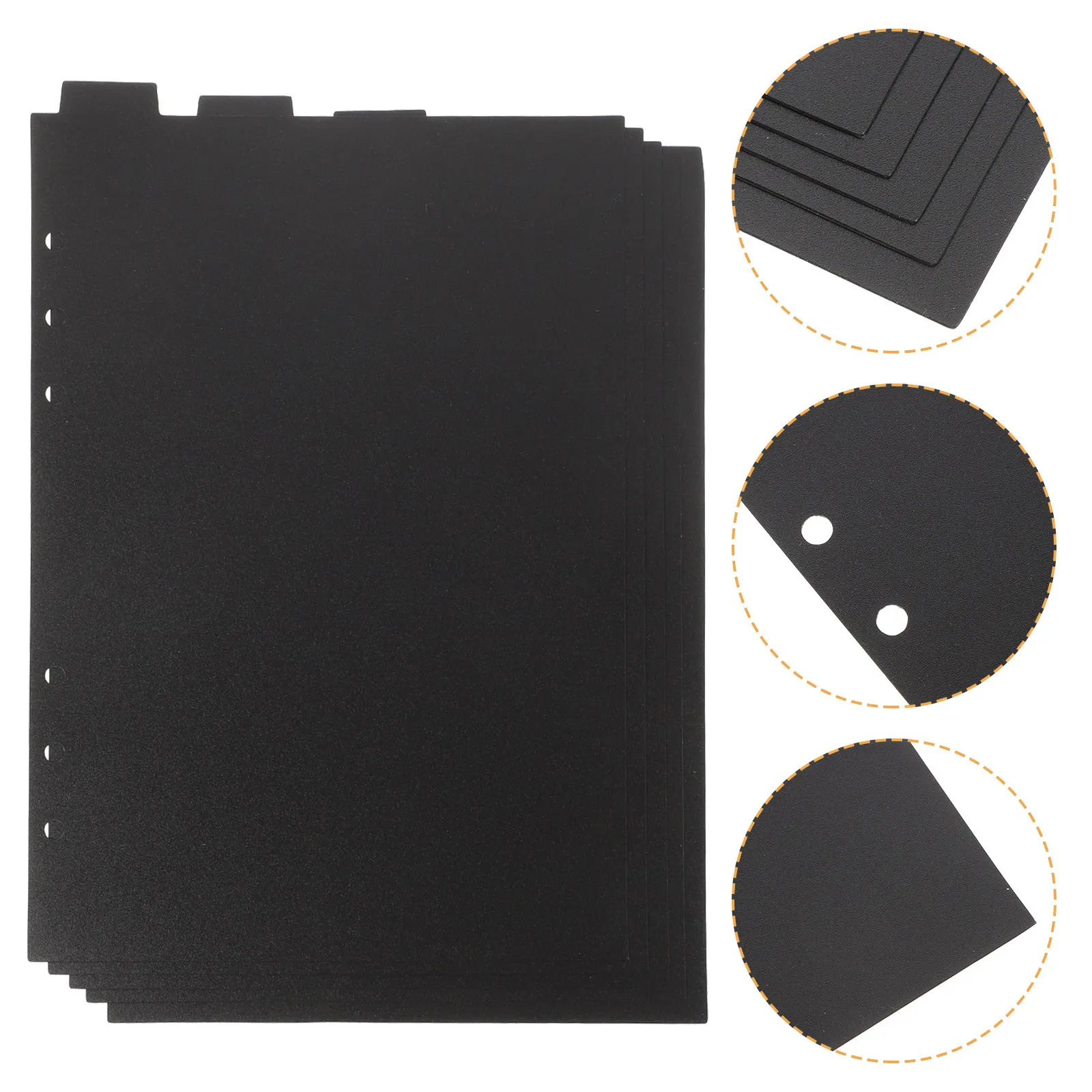 

5Pcs A5 Binder Dividers Black Plastic Tab Separators Organize Documents Notebook Planner 6 Hole Ring Binder Tabs for Binders
