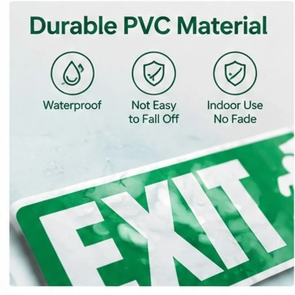 5Pcs Exit Sign Door Stickers Heavy-Duty PVC Material Easy Install Portable Reusable for Business Home Doorway Wall Glass Metal