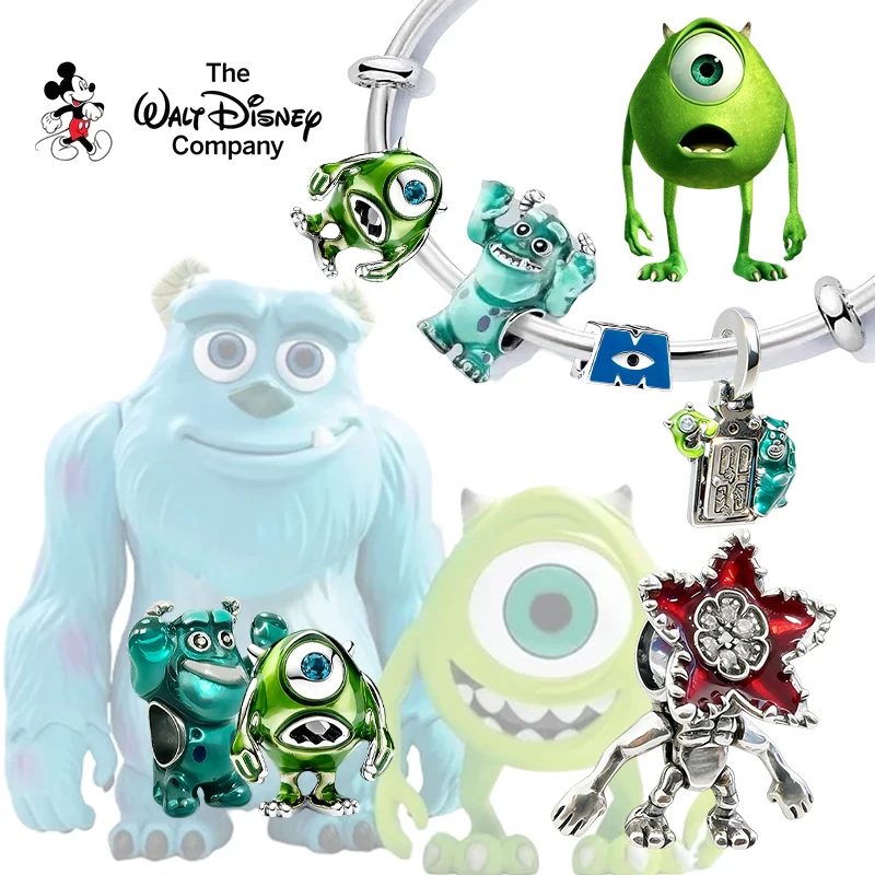 Abalorios Originales, Disney Pixar Monsters, Inc. Abalorio Colgante para Puerta, Abalorio de Mike Wazowski, Compatible con Pulseras y Colgantes, Joyería para Mujer