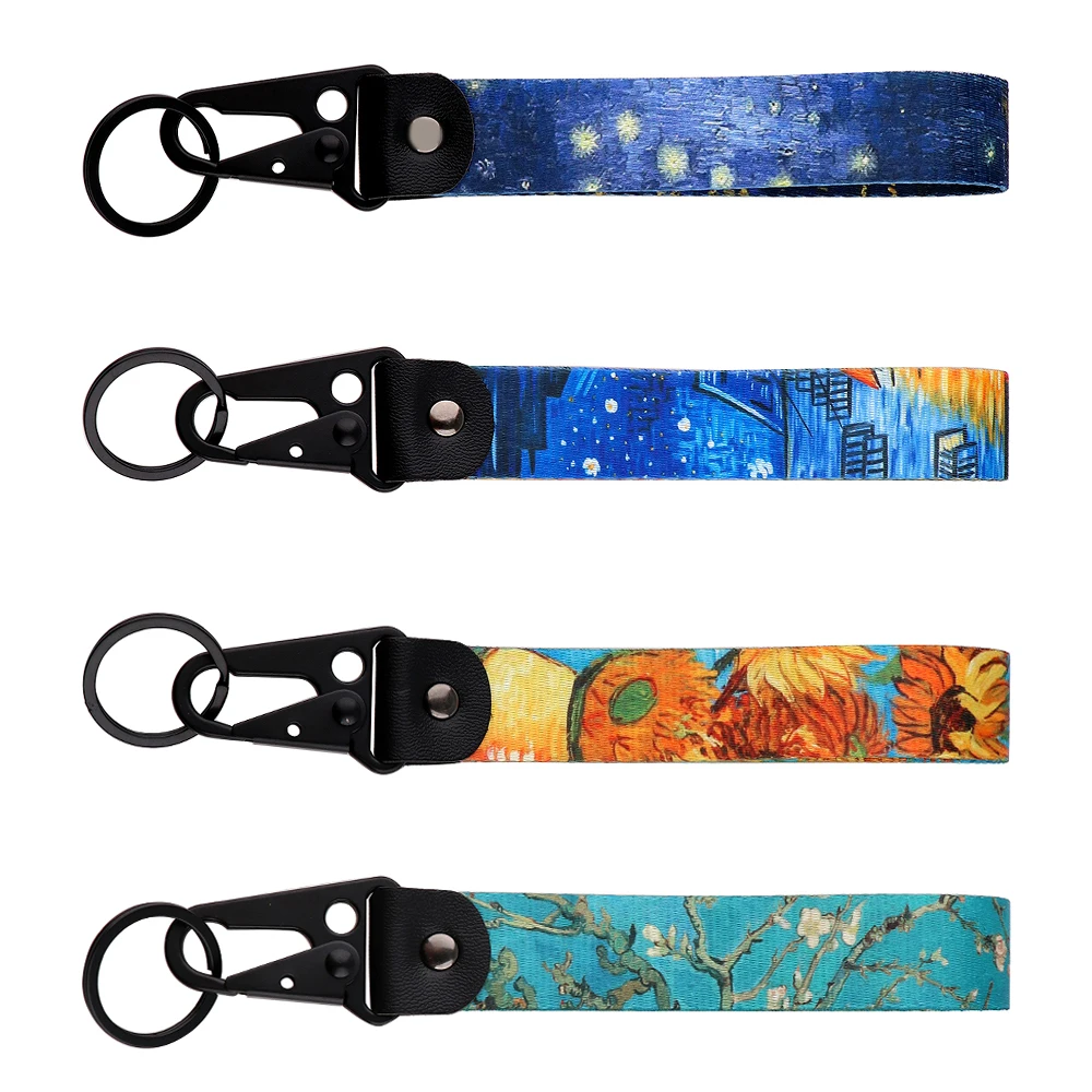 Van Gogh Art Keychain Oil Paintings Key Holder Car Keyrings Motorcycles Keychain Fashion Backpack Accessories Gifts for Friends