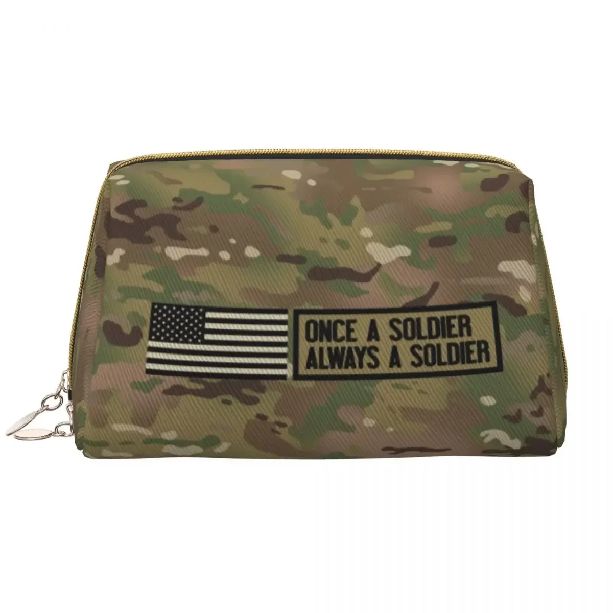 Travel Once A Soldier Always A Soldier Toiletry Bag Tactical Camo Makeup Cosmetic Organizer Women Beauty Storage Dopp Kit Case