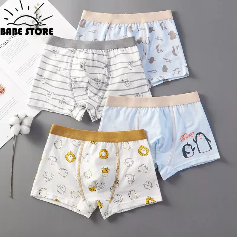 1pcs Random Color Boys Underwear Kid Flat Angle Underwear 2-14 Year Old Student Cartoon-Underwear Pure Cotton ChildrenUnderwears