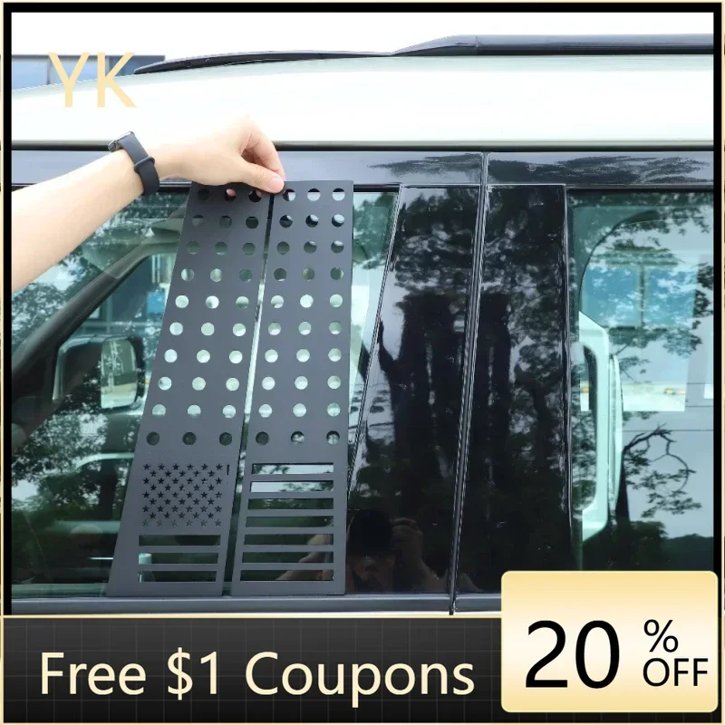 

For Land Rover Defender 110 130 2020-2025 Aluminum Alloy Black Car Window Center Pillar Honeycomb Panel Trim Car Accessories