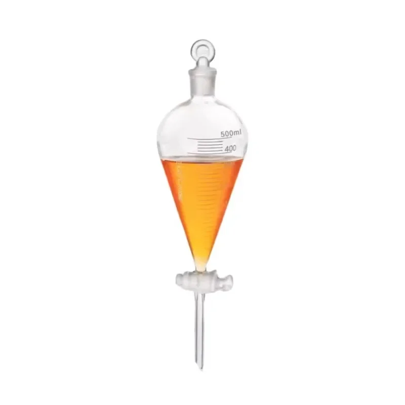 glass pear shaped separation funnel with glass stopper foldable separation funnel