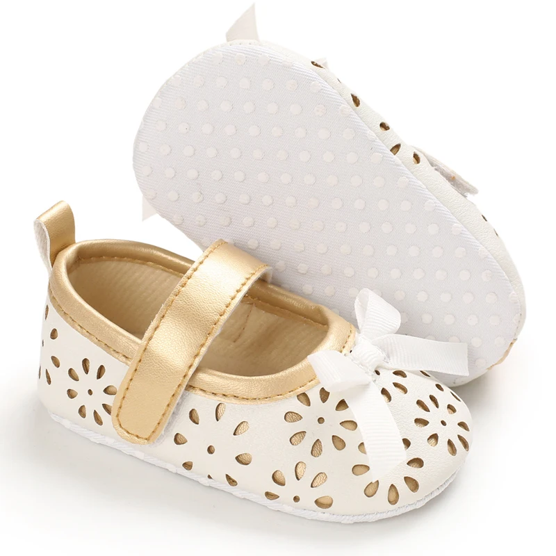 Newborn Girl Spring Autumn Fashion Leather Princess Shoes First Walker Comfort Soft Sole Toddler Shoes White Baptism Bed Shoes