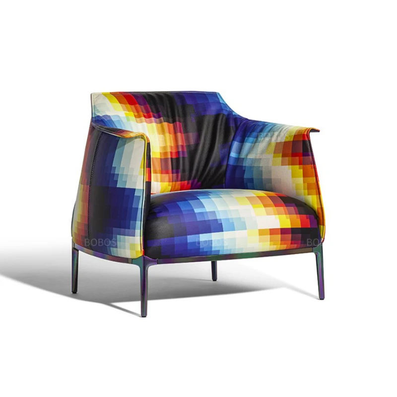 

Colorful printed leather single sofa chair living room tiger