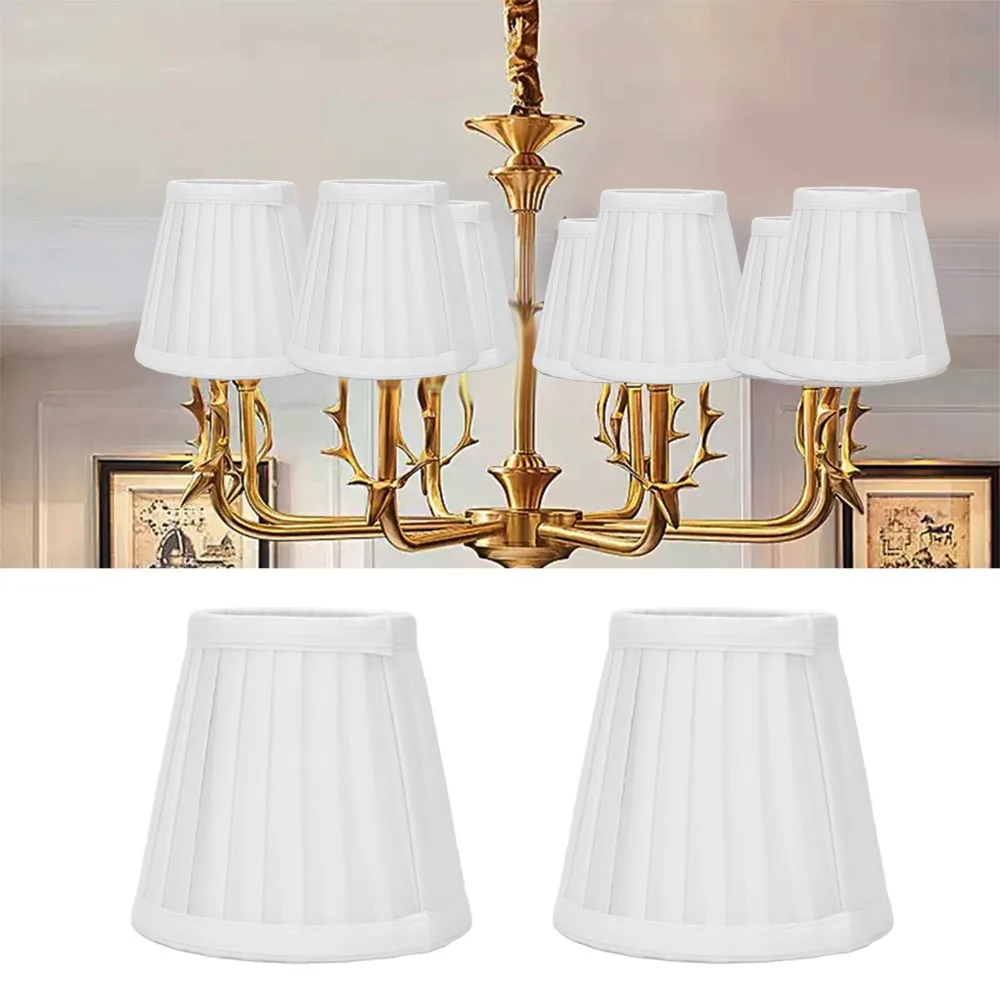 2PCS White/Yellow/Red Small Lamp Shade Fabric Clip On Design Clip On Lamp Shade Lightweight Pleated Fabric Lampshade Chandelier