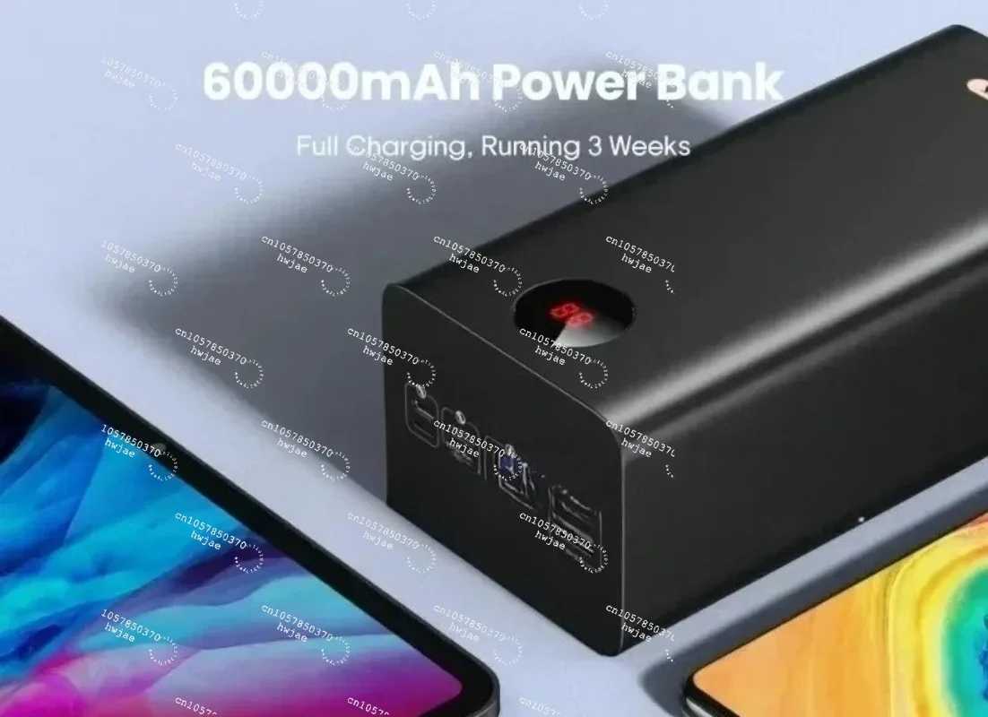 60000mAh PD QC Fast Charging Portable External Battery Charger for Laptop, iPhone, Xiaomi and Other Devices