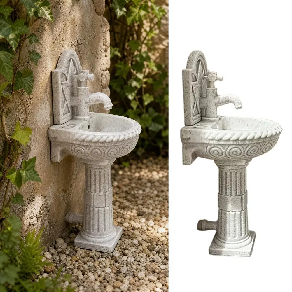 Miniature Landscaping Ornament Dollhouse Column Wash Basin Vintage Miniature Bathroom Sink Model Column Pedestal Wash for Diy