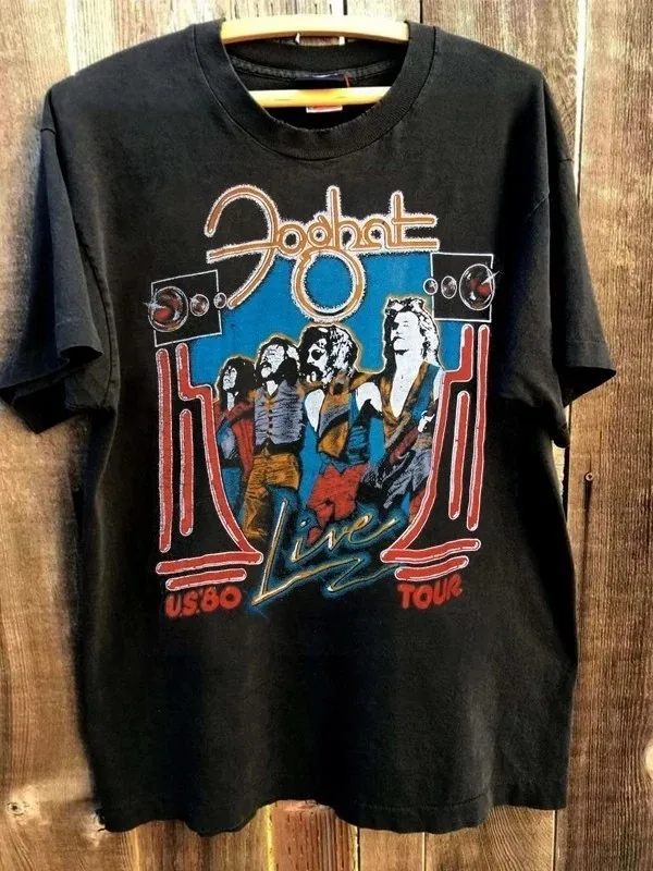 Foghat band Outlaws 1980 Remake Design Black T shirt Unisex Men Women S-5XL