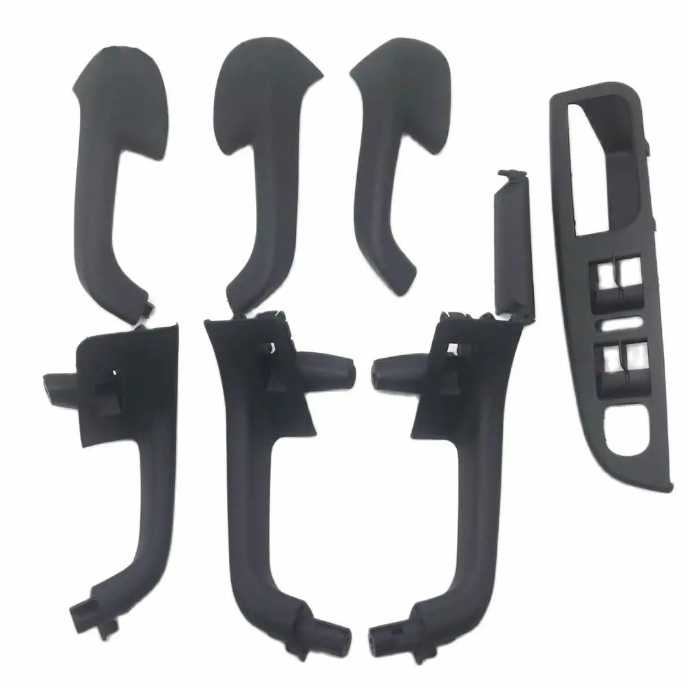 8PCS Black Interior Handle Door Grab Window Switch Bezel Cover For VW Volkswagen Golf 5 GTi MK5 Jetta Inner Armrest 1K0 868 040B