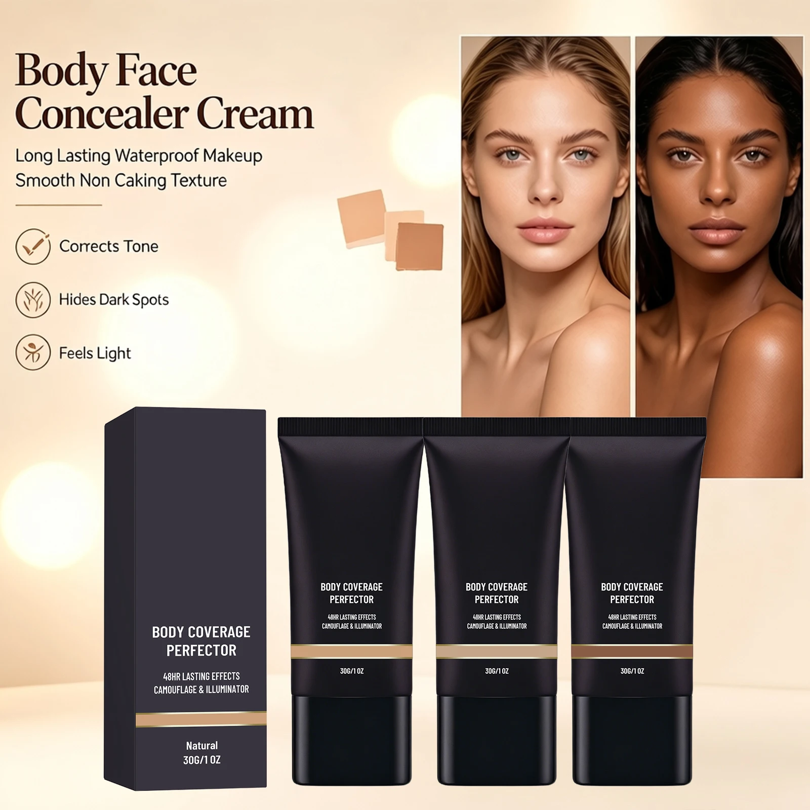 Charcoal Whitening Paste - Body Face Concealer Cream For Dark