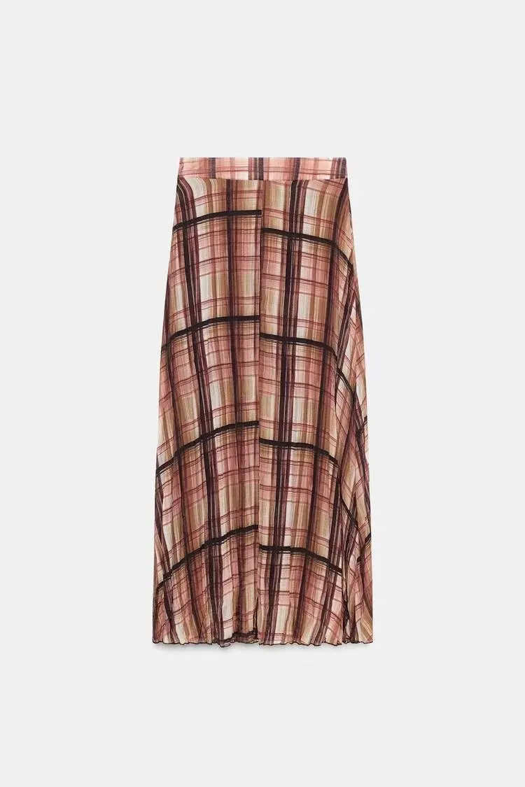 Faionable مطوي منقوشة ميدي تنورة المرأة عبر الحدود عالية الخصر الأمير Sle ألياف البوليستر عادية عالية الخصر pe