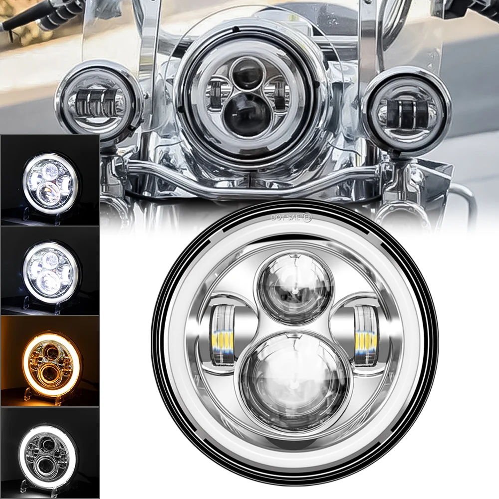 Faro LED para motocicleta de 7 pulgadas para motocicleta Wrangler JK Harley Touring Road King para Yamaha faro LED redondo de 7 pulgadas