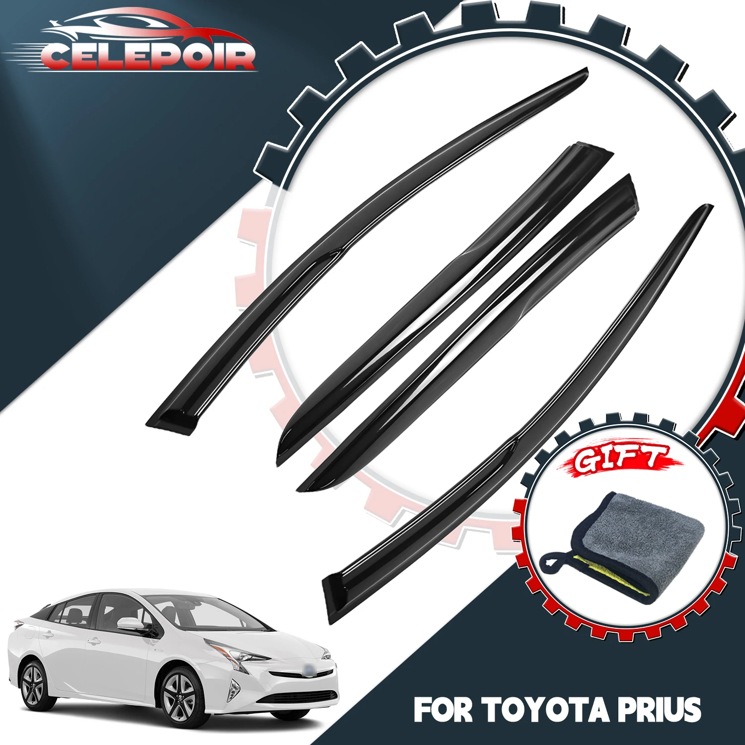 

Для Toyota Prius 2016-2022 (хэтчбек) — дефлекторы окон в стиле Mugen, защита от дождя