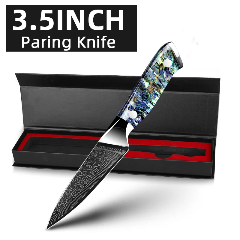 MYVIT Damaststahlmesser Kochmesser VG10 67-lagiges Hackmesser Schälbrotmesser Dauerhaft scharfer Abalone-Muschelgriff 10