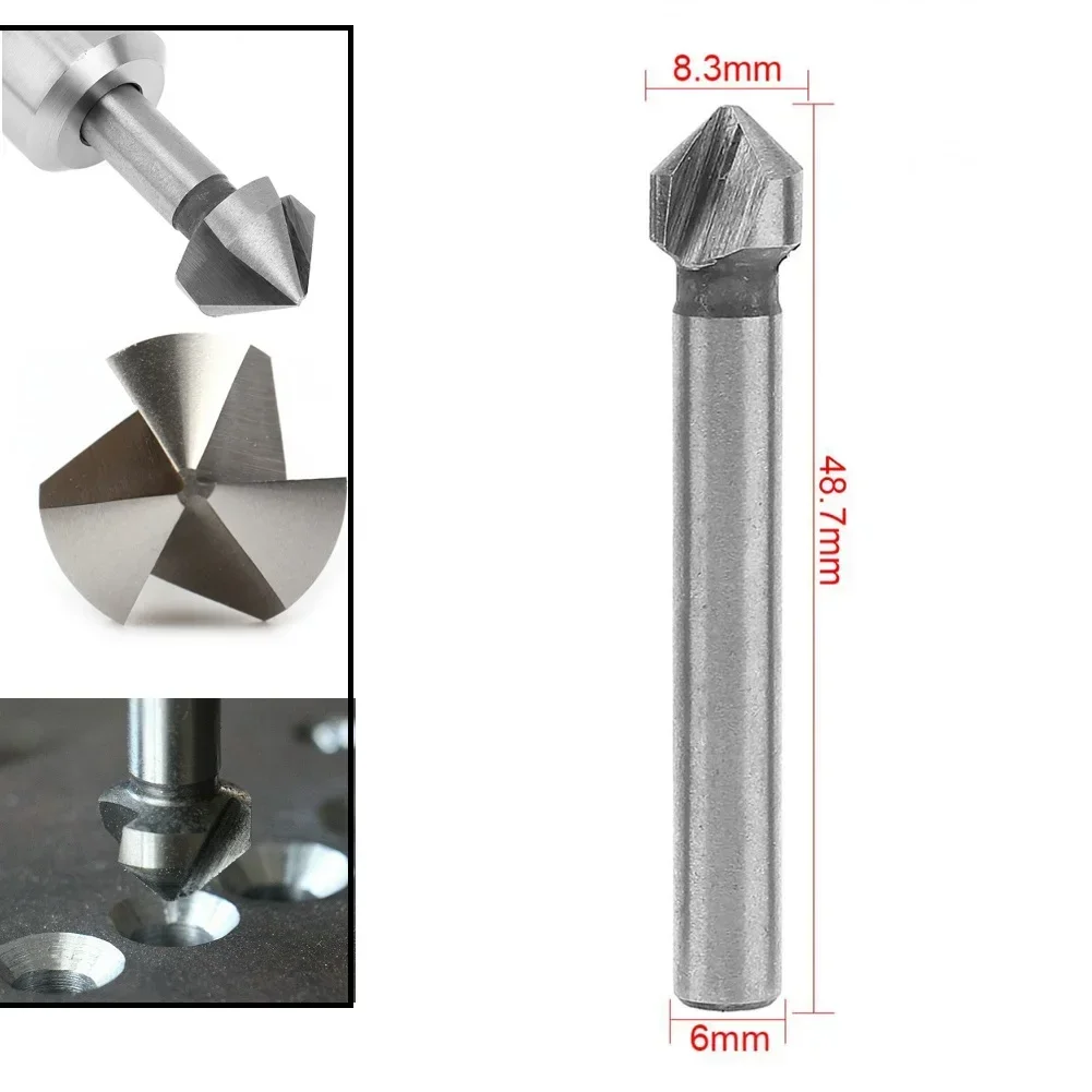 1 PC 3 ขลุ่ย 90 องศา Countersink เจาะ Bit Chamfer CUTTER 6.3-20.5mm Chamfering CUTTER ไม้โลหะเจาะรูเครื่องตัด