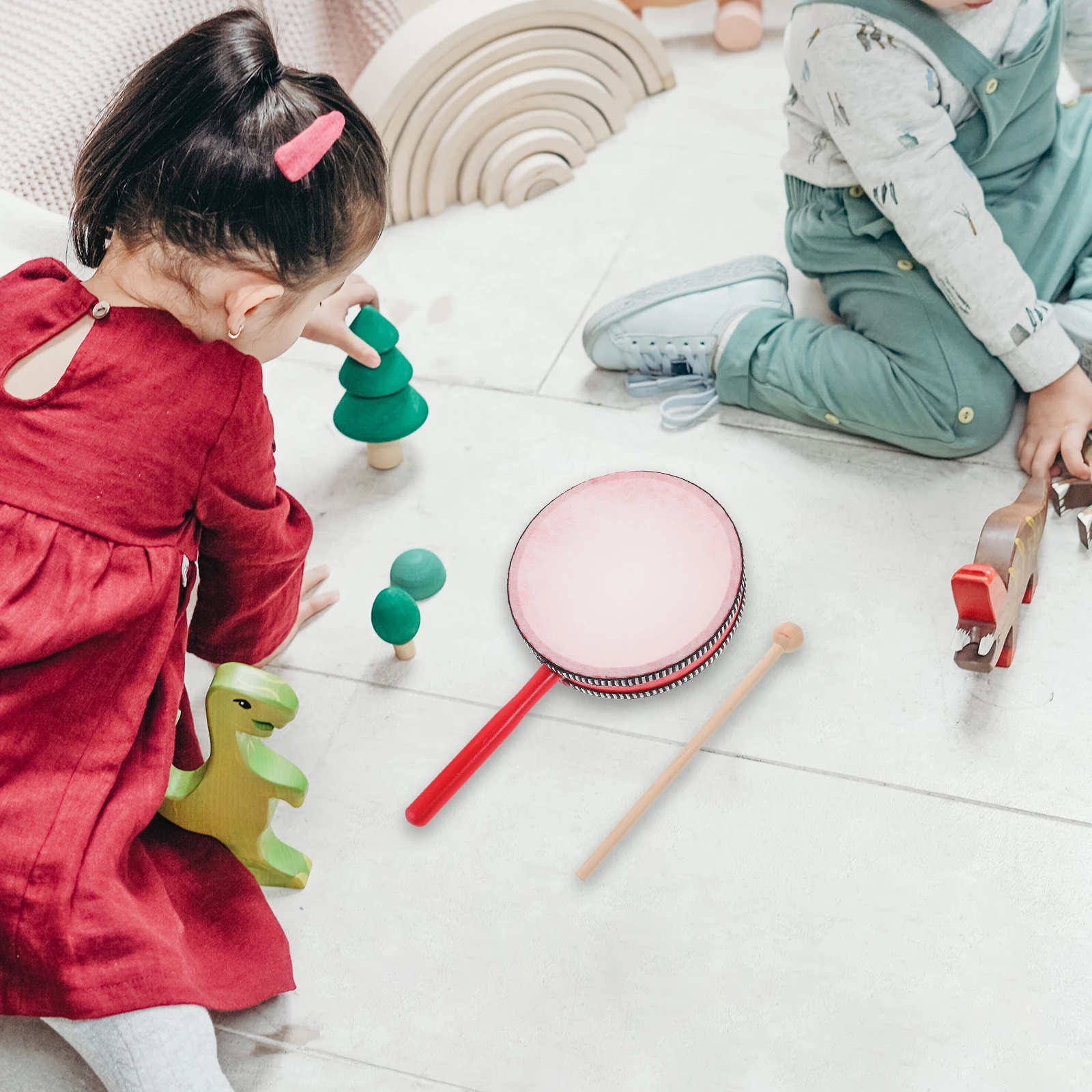 

Wooden Hand Drum for Kids Compact Size Easy Hold Play Long Service Life Perfect Musical Instrument Gift Hand Drum