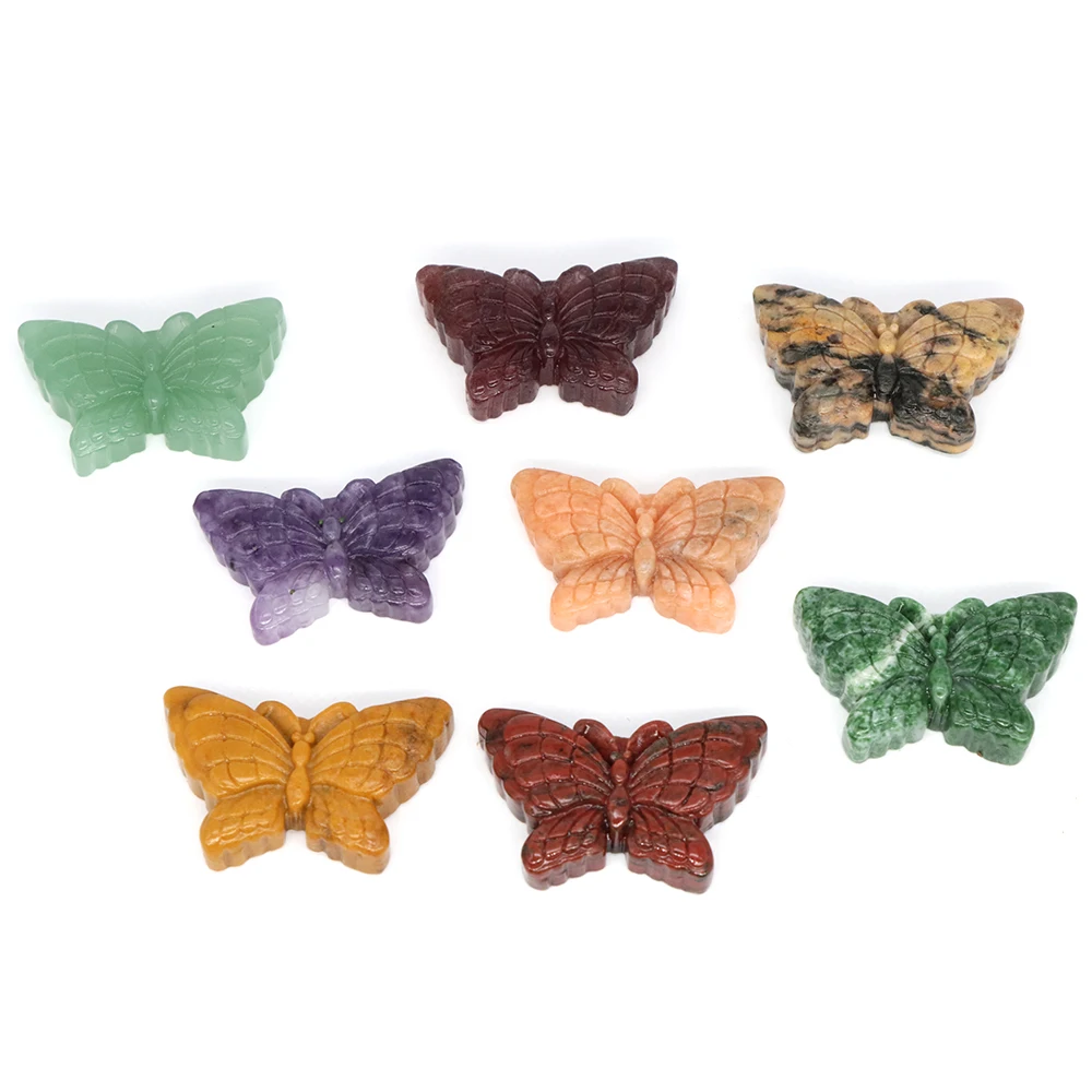 

1.9" Natural Crystals Butterfly Decoration Crafts Reiki Stones Healing Energy Gemstones Lucky Animals Statue For Jewelry Making