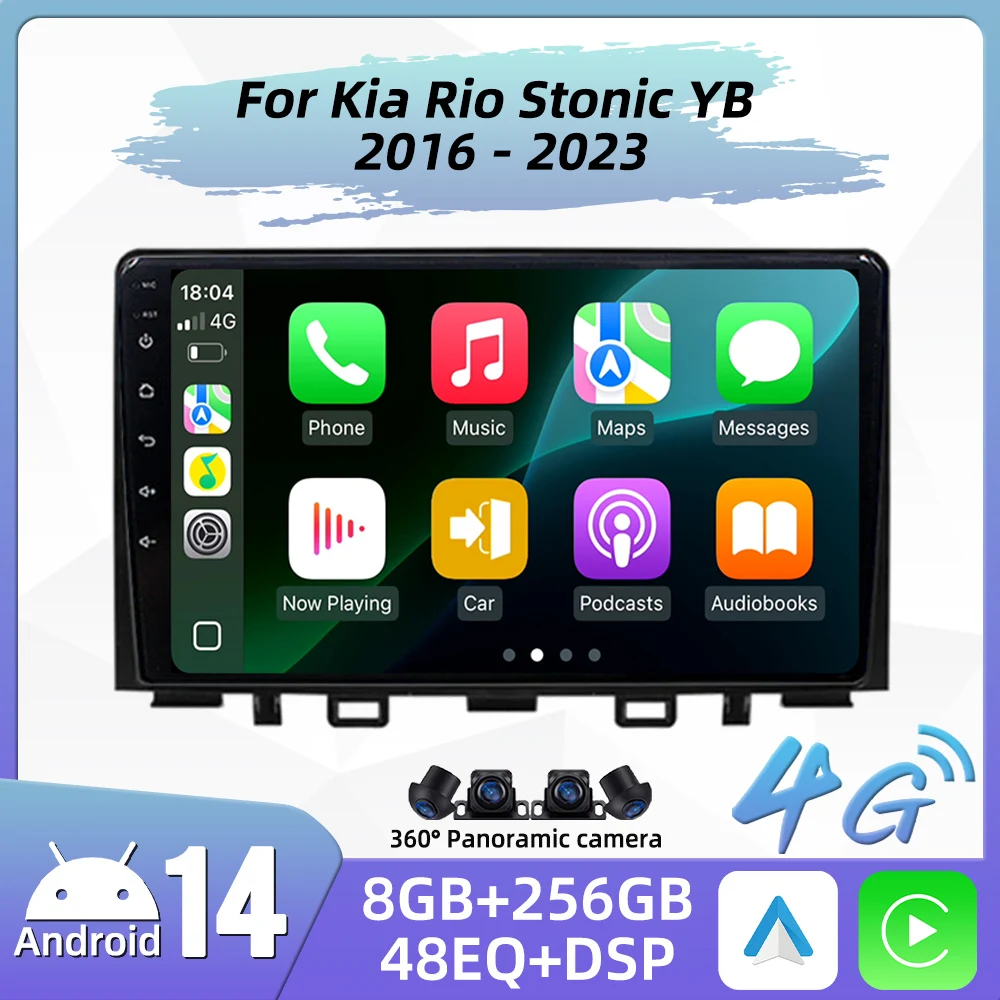 Carplay para Kia Rio Stonic YB 2016-2023, Sistema Multimedia para Auto, Radio Android, Navegación GPS, Autoradio 2 Din, Unidad Principal Estéreo con DSP