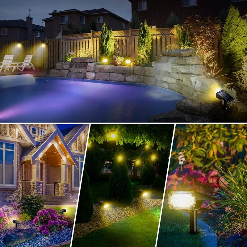 Imagem -06 - Outdoor Impermeável Solar Powered Luzes 56 Led Modos de Iluminação Jardim Quintal Lâmpada para Exterior Paisagem Pcs