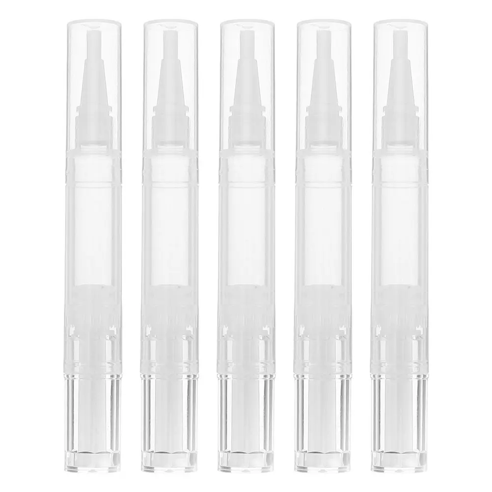 Stylo de vernis à ongles rechargeable, applicateur Transparent pour cuticules, huile, sérum, fond de teint, outil d'art des ongles, 5 pièces