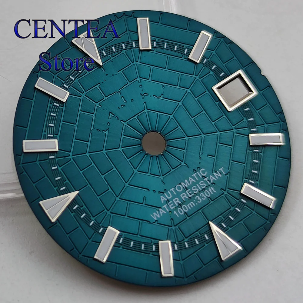 RICHUS 29mm Blue Watch Dial Green Luminous fit NH35 Movement fit 3 O'clock Crown 3.8 O'clock Crown
