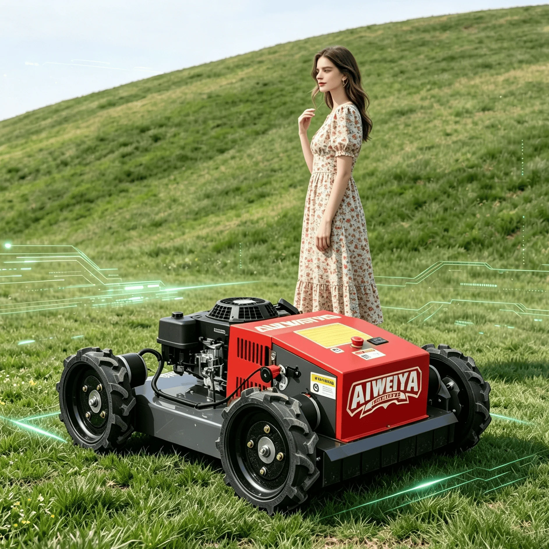 

Customized professional landscaping remote control lawn mower robot optimized cutting assembly for villa hillside wild grass era