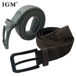 Ceinture de golf tressée pour hommes et femmes, ceinture en toile tissée extensible, sans trou, broche, strucélastique et confortable pour pantalons et jeans décontractés