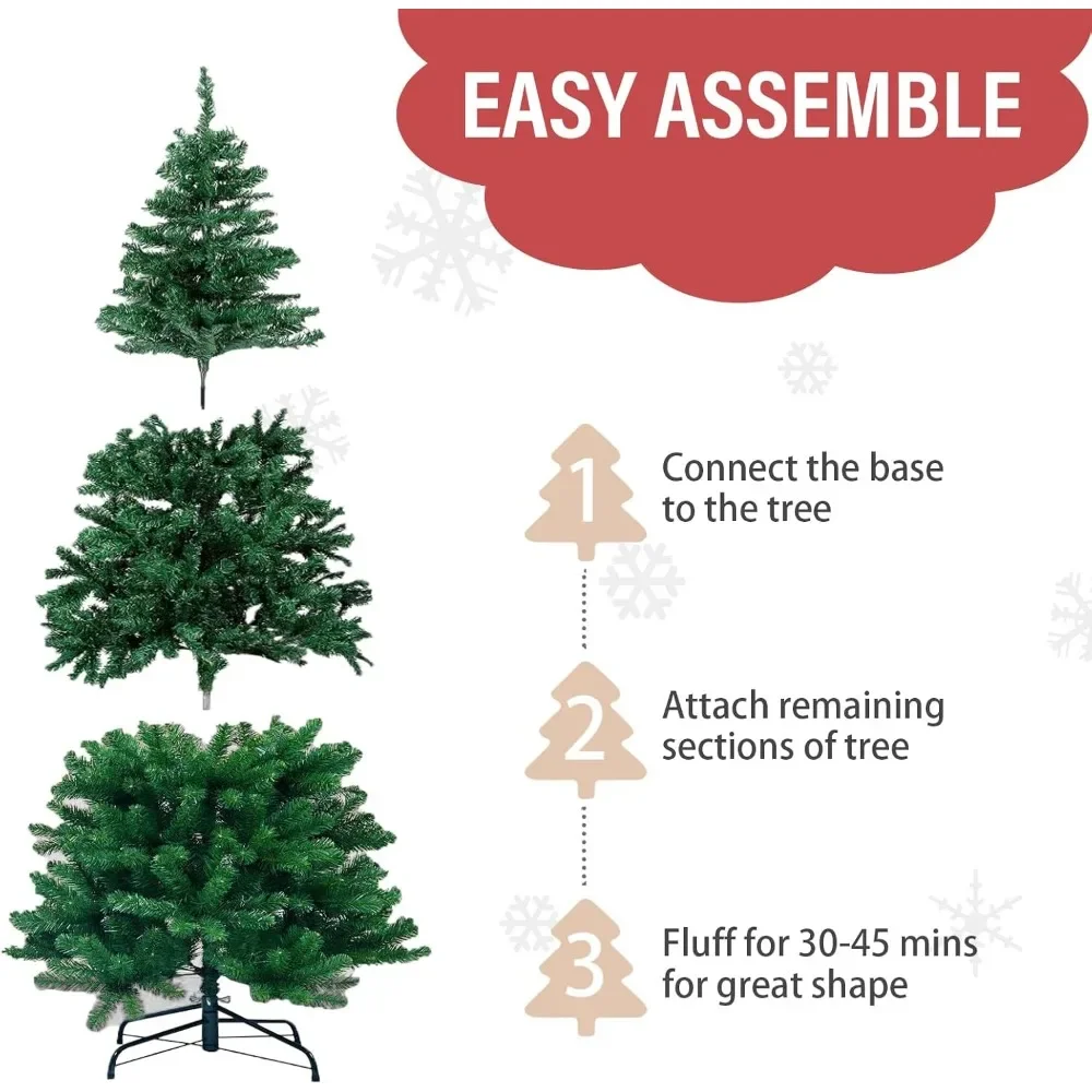 6FT Premium Hinged Artificial Christmas Tree - Perfect for Home, Office & Party Decorations with Metal Stand & 800 Tips