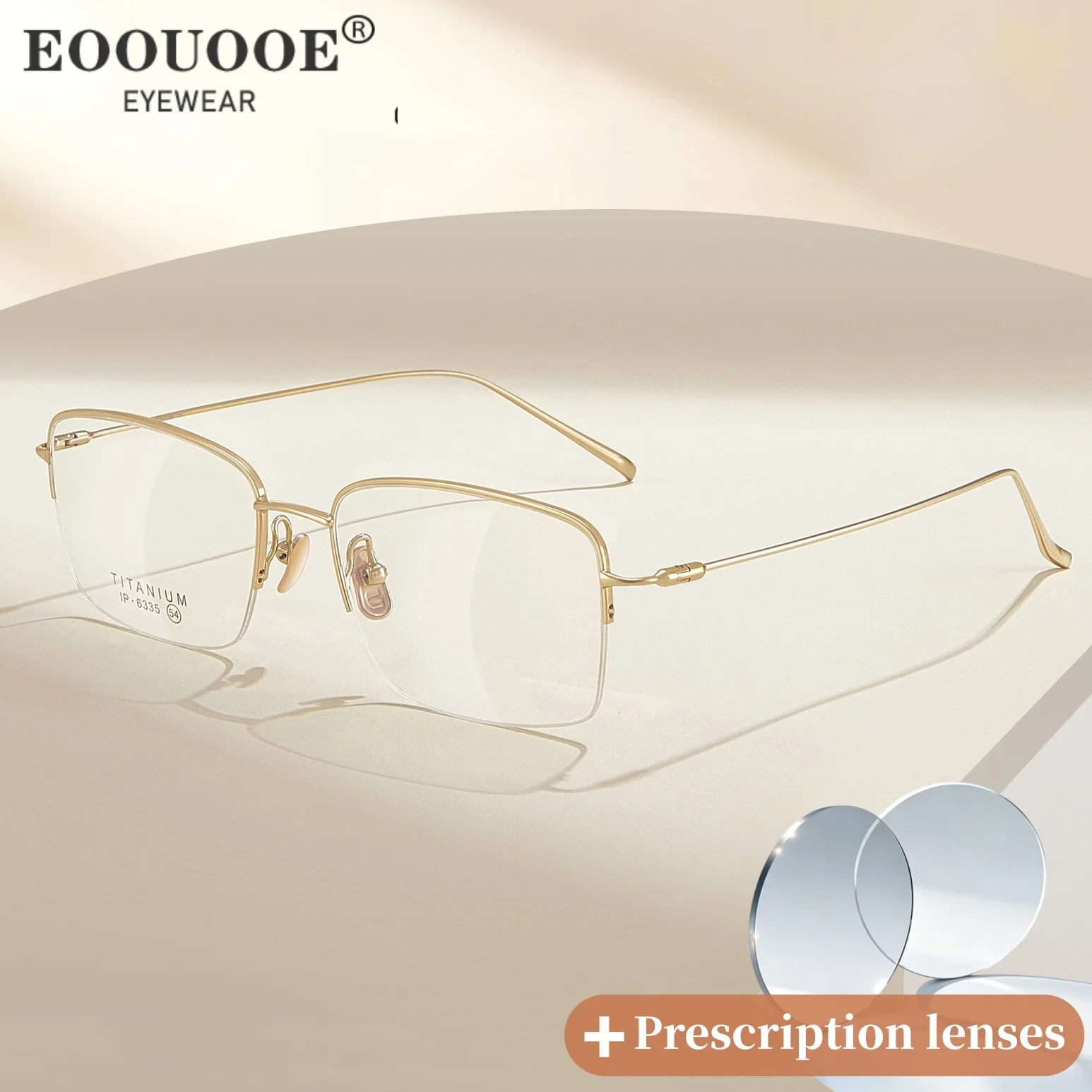 

Men's Business Refined Half Frame High-Quality Titanium Eyeglass Simple Design Myopia Lenses Progressive Multifocus ADD