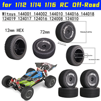 Upgrade Original 72mm Wltoys XK 144001 144010 124019 124017 124016 ​Front Rear Tires 12mm HEX for 1/12 1/14 1/16 RC Off-Road Car