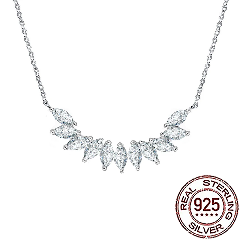 

CWWZircons 925 Sterling Silver Delicate Marquise Cut CZ Stone Pendant Necklaces for Women Fine Festive Party Jewelry Gift SD059