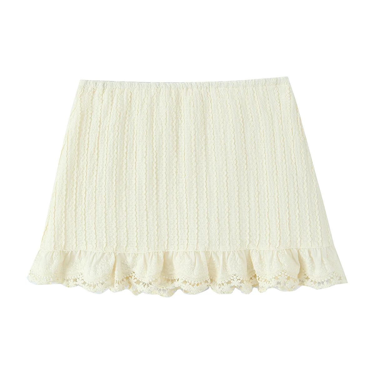KEYANKETIAN 2026 Summer Vintage Cottagecore Lace Skirt  Elastic Waist, Ruffled Lace Hem & Built-In Shorts Lining Mini Skirt