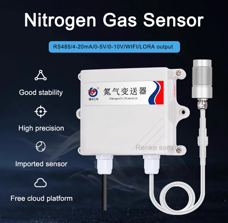 Preço do detector de gás de nitrogênio N2 do sensor Modbus de nitrogênio de alta precisão Renke