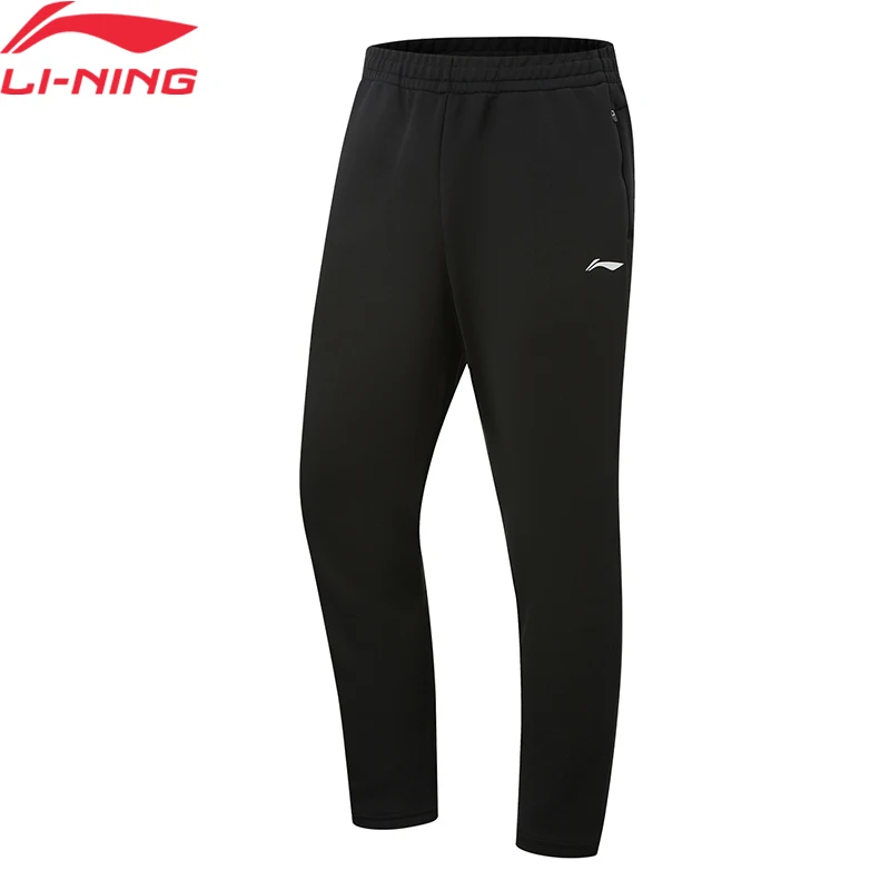 

Мужские тренировочные трикотажные брюки Li-Ning 3D FITTING, стандартный крой, 100% полиэстер, для фитнеса, с карманами на молнии, спортивные штаны LiNing AKLW061