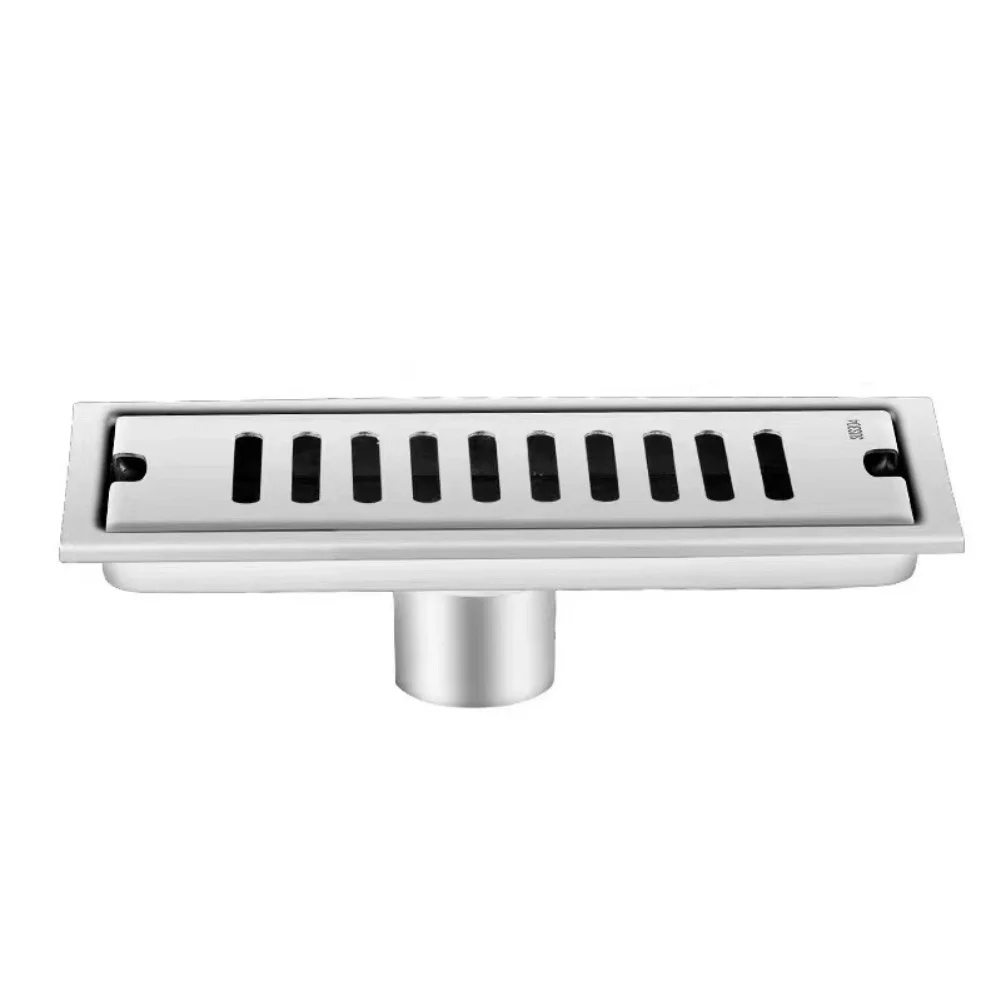 Long Strip 304 Stainless Steel Floor Drain Smooth Embedded Design Large Capacity For High Traffic Bathroom Shower Area