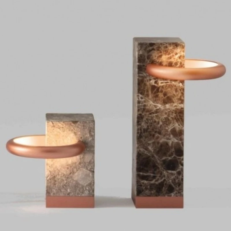 

Elegant marble copper column living room table lamp