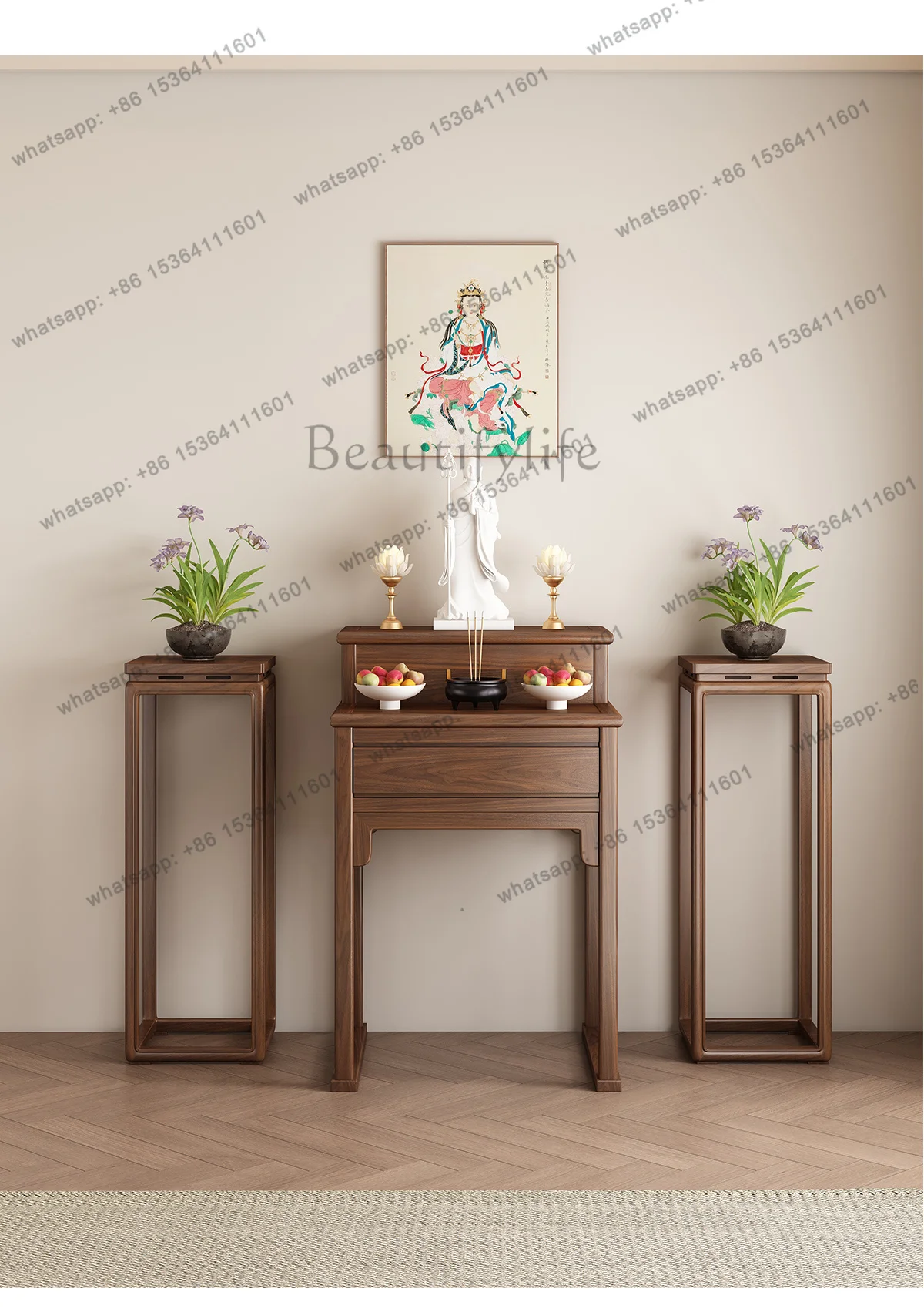 FG  Buddhist platform black walnut shrine Guanyin Bodhisattva offering table incense case household tribute offering cabinet