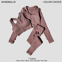 Seamless Yoga Set Zipper Long Sleeve Sport Suit Drawstring High Waist Gym Leggings Workout Clothes For Women Sportswear