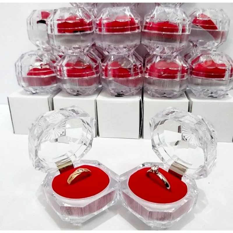 Caja transparente de cristal para anillos y pendientes, organizador de joyería de boda, almacenamiento, 20 piezas