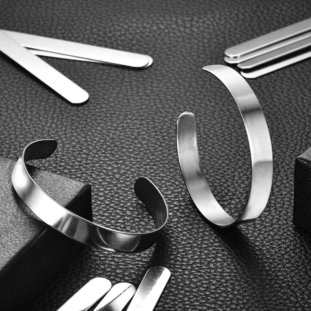 

12pcs Stainless Steel Bangle Blanks Open Cuff Diy Stamping Carving Bracelet Strip Jewelry Making Metal Crafting Tool
